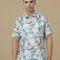 Linen Club Printed Linen Contemporary Slim Fit Casual Shirt-picture-36