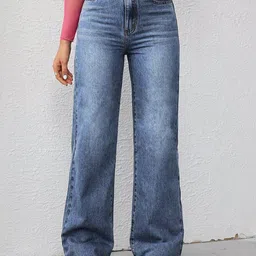 Glossia Women Comfort Straight Fit High-Rise Light Fade Acid Wash Stretchable Jeans-picture-16