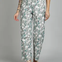 Stylecast X Kotty Women Floral Printed Relaxed High-Rise Formal Trousers-image-83