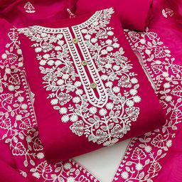 SAINOOR Floral Embroidered Semi-Stitched Dress Material-picture-16
