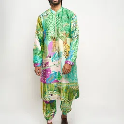 PS MEN BY PAYAL SINGHAL Men Printed Regular Dupion Silk Kurta with Pyjamas-picture-37