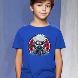 Blue Kakashi Anime Graphic Print T-Shirt-picture-43