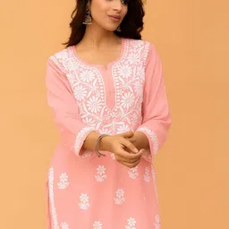 Vama Heritage Women Floral Embroidered Daily Cotton Straight Kurta-picture-35