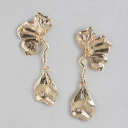 Forever New Gold Plated Floral Drop Earrings-41