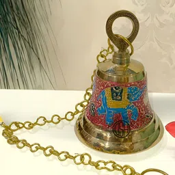 DSH Crafting Your Curiosity Red & Gold Toned Textured Pooja Hanging Bells-24