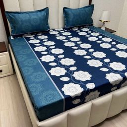 Pure Decor Passion Fur Blue Printed Pure Cotton 220 TC King Bedsheet Set 2.74 m x 2.74 m-picture-31