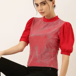 SHOWOFF Puff Sleeve Crepe Top-image-45
