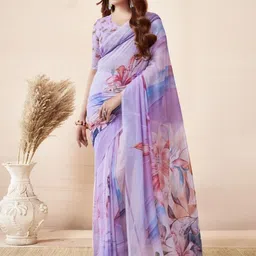 HERE&NOW Floral Pure Chiffon Saree-picture-46