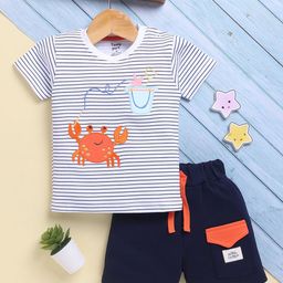 Toonyport Boys Striped Round Neck Pure Cotton T-shirt With Shorts-image-99