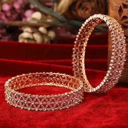 T4 JEWELS Set Of 2 Gold-Plated & Stone-Studded Bangles-33
