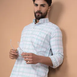 Crimsoune Club Men Premium Slim Fit Button-Down Collar Tartan Checked Cotton Casual Shirt-image-87