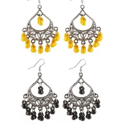 Creative Frogs Set Of 2 Silver Toned Oxidized Drop Earrings-12