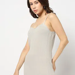 GAP Self Design Shoulder Straps Knitted A-Line Midi Dress-image-63