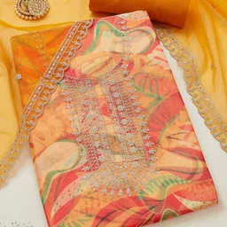 Soch Printed Organza Unstitched Dress Material-picture-24