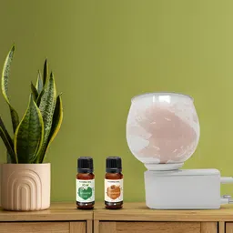 PEEPALCOMM 3Pc Peach-Colored Marble-Printed Electric Aroma Oil Diffuser With Scented Oils-50