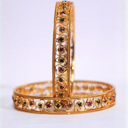 Luxury Gold Plated Pure Brass Bangles 345-1603 Stylish Traditional Bangle-image-8