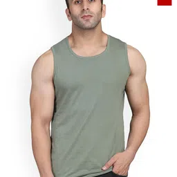 SLOWLORIS Pack Of 2 Sleeveless Bio Washed Combed Cotton Gym Vests-picture-39