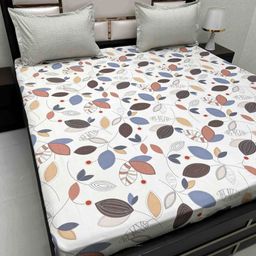 Pure Decor White & Grey Floral 220 TC King Bedsheet with 2 Pillow Covers-picture-21