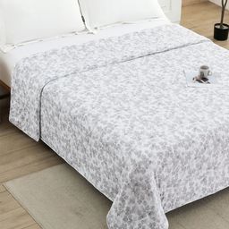 Story@home Grey Melange & White Floral AC Room 600 GSM Double Bed Blanket-image-70