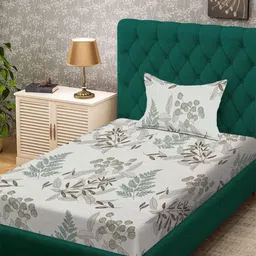 Myntra Elegant Homes Cream-Coloured Floral 300 TC Single Bedsheet Set-2.25 m x 1.50 m-image-71