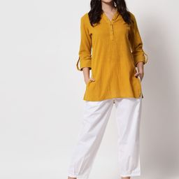 ARDITA Cotton Pleated Hem Trousers-image-73