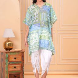 HIGHLIGHT FASHION EXPORT Women Ethnic Motifs Printed Kaftan Kurta with Dhoti Pants-picture-23