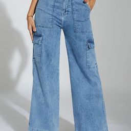 Life With Pockets Women Wide Leg High-Rise Heavy Fade Stretchable Jeans-image-57