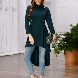 ZEUGEN Women Solid High-Low Longline Top-picture-11