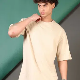 V-Mart Men Solid Round Neck Cotton Oversized T-shirt-image-88
