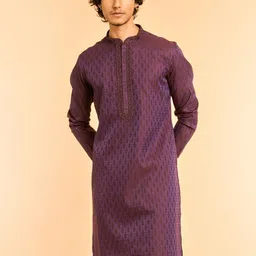 Diwas by Manyavar Ethnic Motifs Woven Design Thread Work Mandarin Collar Straight Kurta-image-52