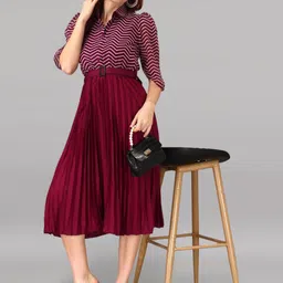 Raiyani Fashion Striped Applique Georgette Fit & Flare Midi Dress-picture-34