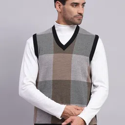 Monte Carlo Men Checked Woollen Sweater Vest-picture-19