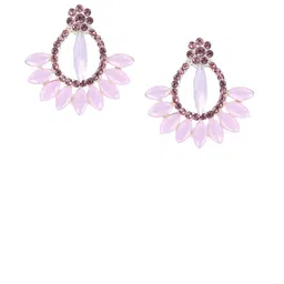 PUJVI Silver-Toned Artificial Stones Studded Floral Shaped Studs-22