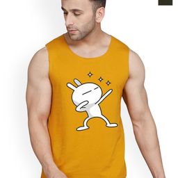 SLOWLORIS Pack Of 2 Printed Round Neck Sleeveless Bio-Wash Cotton Gym Vests-picture-45