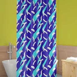 ArtzFolio Blue & White Geometric Printed Waterproof Shower Curtain-15