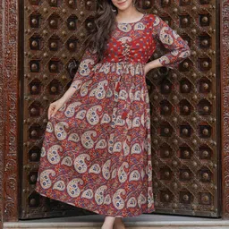 INDIANIC Ethnic Motifs Print Maxi Dress-picture-34