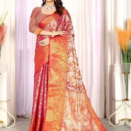 VISHNU CREATIONS Floral Pure Silk Banarasi Saree-image-10