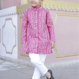 Stuffie Land Boys Abstract Printed Pure Cotton Straight Kurta With Pyjama-15