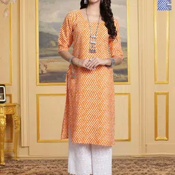 HERE&NOW Pack Of 2 Abstract Printed Round Neck Straight Kurtas-image-70
