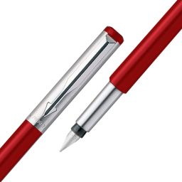 parker Vector Metallix, Chrome Trim, Fine Nib With Quink Ink Bottle Fountain Pen image 5