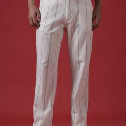 WROGN Men Striped Straight Fit Pleated Trousers-image-21