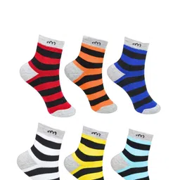NESKA MODA Kids-Unisex Set Of 6 Ankle Length Cotton Socks-23