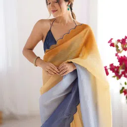Anouk Scallop Border Pure Chiffon Saree-picture-30