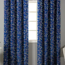 bsb home Navy Blue Set of 2 Floral Room Darkening Window Curtain-17