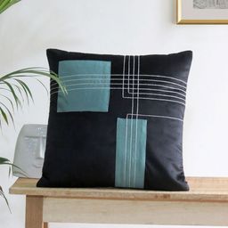 Mid July Home Black & Blue Geometric Velvet Square Cushion Covers-image-76