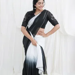 STAVA CREATION Ombre Embroidered Saree-image-13