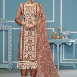 HERE&NOW Embroidered Organza Unstitched Dress Material-picture-6