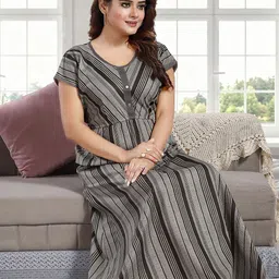 CINCO Women Striped Maxi Nightdress-picture-10