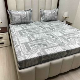 Pure Decor Velar Grey Ethnic Printed Pure Cotton 260TC King Bedsheet Sets 2.74m x 3.04 m-image-57