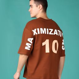 V-Mart Men Varsity Printed Round Neck Cotton Oversized T-shirt-picture-33